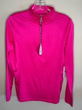 NEW WITH TAGS. TAIL. Long sleeve hot pink 3/4 zip 50 UPF pullover. Medium